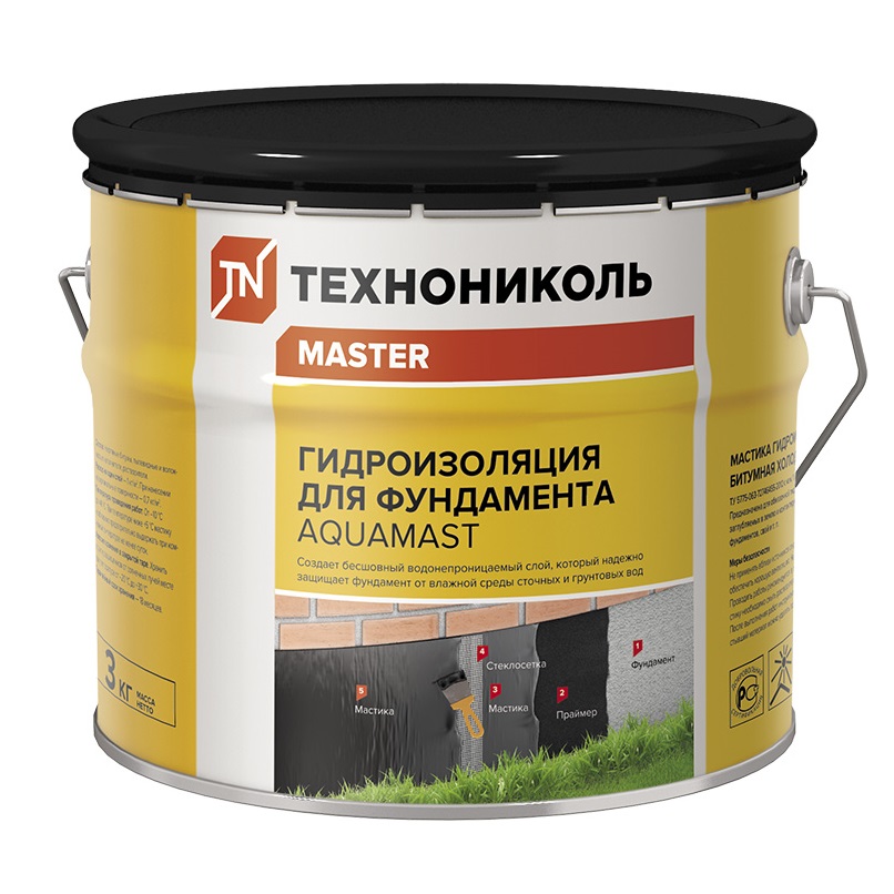 Мастика Технониколь AquaMast для фундамента, 3 кг