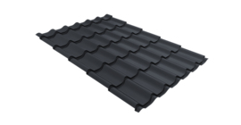 Металлочерепица классик Grand Line 0.5 Drap TX цвет RAL 7024 мокрый асфальт