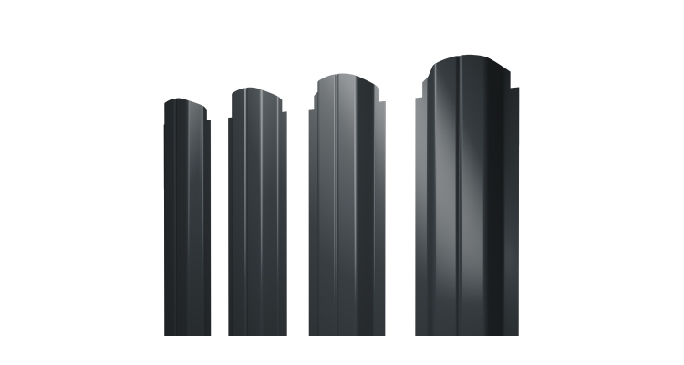 Штакетник П-образный А фигурный 0,5 Drap RAL 7016 антрацитово-серый