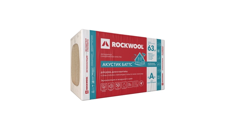 Утеплитель Rockwool Акустик Баттс, 1000х600х50мм (в упак.0,3 м3)