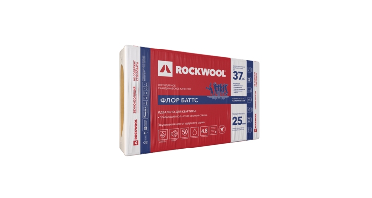 Утеплитель Rockwool Флор Баттс, 1000х600х25мм (в упак.0,12 м3)