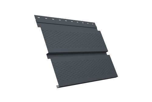 Софит металлический Квадро Брус с перфорацией 0,5 Satin Matt с пленкой RAL 7024 мокрый асфальт