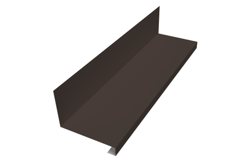 Планка примыкание нижнее к трубе фальц Grand Line 0,5 Satin с пленкой RR 32 темно-коричневый (2м)